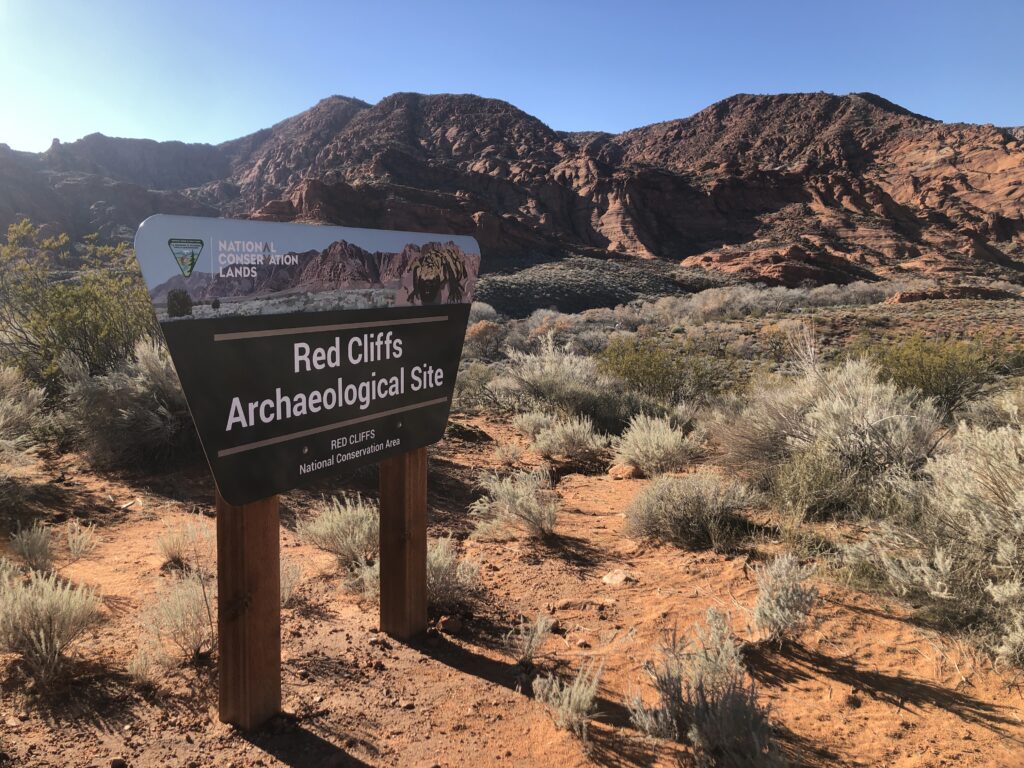 Red Cliffs National Conservation Area sign